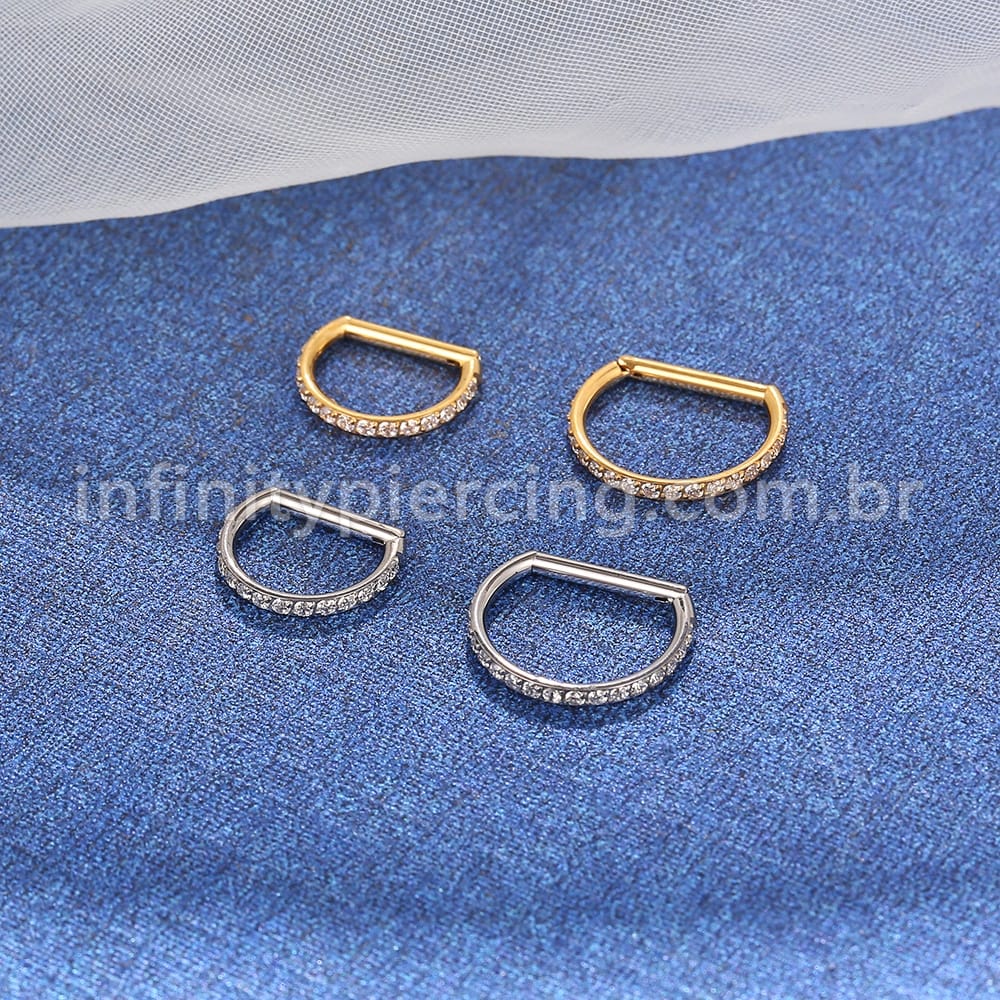 Piercing Meia Argola Titânio Segmento Articulado Zircônia