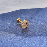 Piercing Labret Titânio Mão de Fátima Zircônia