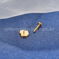 Piercing Labret Titânio Mão de Fátima Zircônia