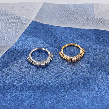 Piercing Argola Segmentada Aço Cirúrgico Zircônia 3 Pedras
