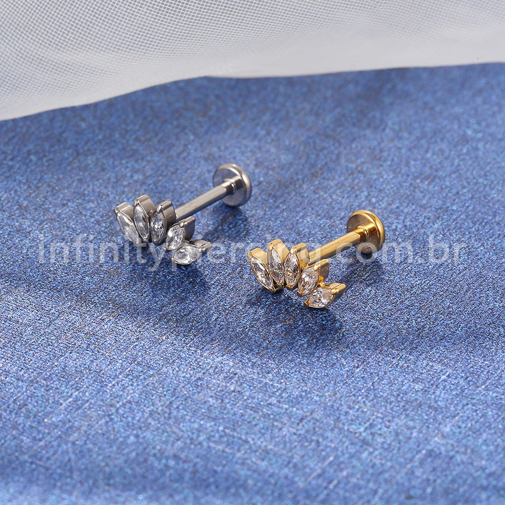 Piercing Labret Titânio Cluster Zircônia