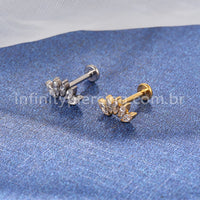 Piercing Labret Titânio Cluster Zircônia