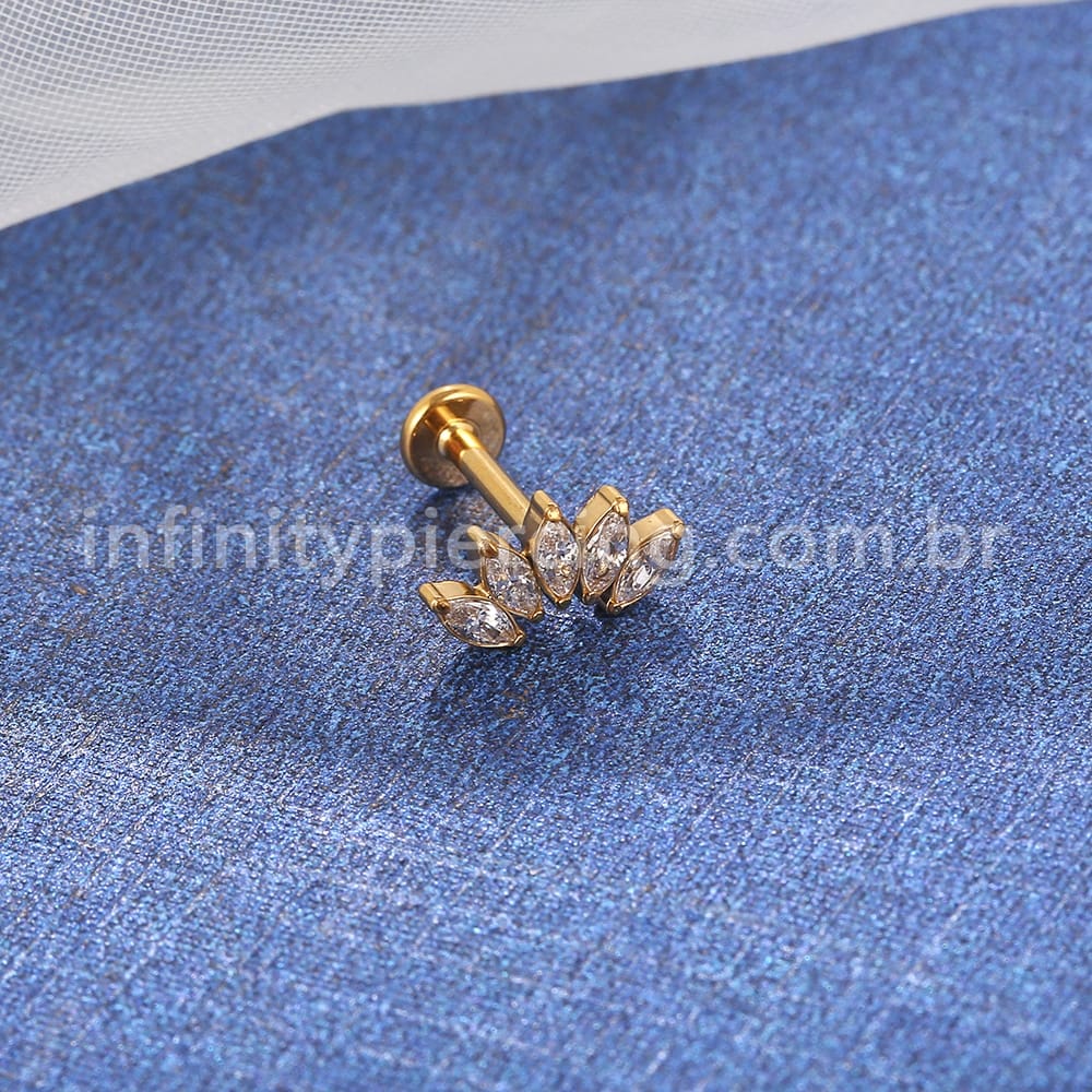 Piercing Labret Titânio Cluster Zircônia