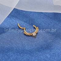 Piercing Argola Segmentada Aço Cirúrgico Zircônia 1 Pedra Estrela