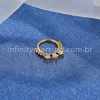 Piercing Argola Segmentada Aço Cirúrgico 3 Estrelas Zircônia