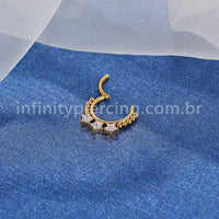 Piercing Argola Segmentada Aço Cirúrgico 3 Estrelas Zircônia