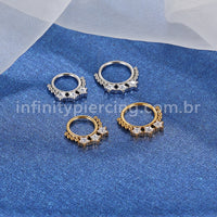 Piercing Argola Segmentada Aço Cirúrgico 3 Estrelas Zircônia