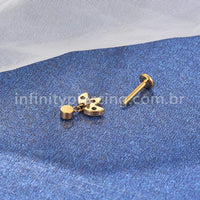 Piercing Labret Titânio Flor Com Pingente Zircônia