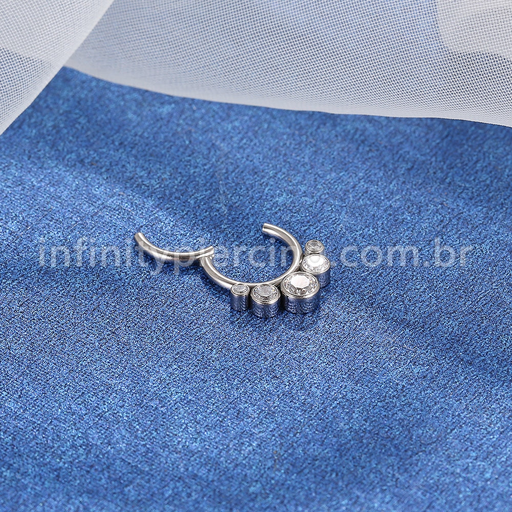 Piercing Argola Segmento Articulado Titânio Indiano Zircônia