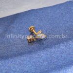 Piercing Labret Titânio 2 Petalas Com Pingente Zircônia