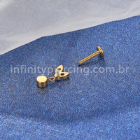Piercing Labret Titânio 2 Petalas Com Pingente Zircônia