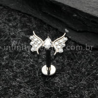 Piercing Labret Titânio Borboleta Zircônia Cravejada