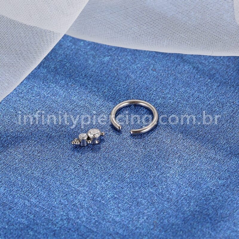Piercing Captive Titânio 2 Pedras Zircônia