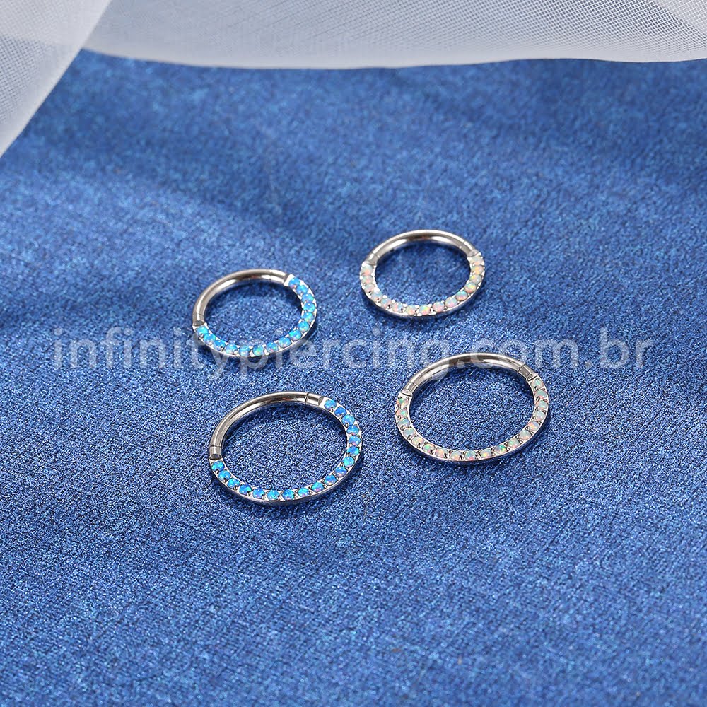 Piercing Argola Segmento Articulado Titânio Opala