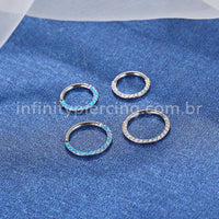 Piercing Argola Segmento Articulado Titânio Opala