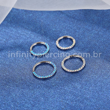 Piercing Argola Segmento Articulado Titânio Opala