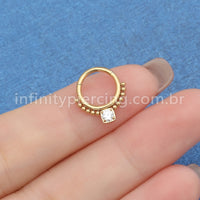 Piercing Argola Aço Cirúrgico Segmento Articulado Bolinhas Zircônia Quadrada Cravejada
