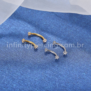 Piercing Microbell Curvo Aço Cirúrgico Zircônia Estrela
