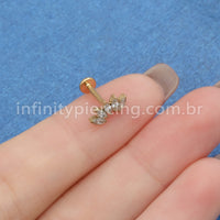 Piercing Labret Titânio Cluster Zircônia