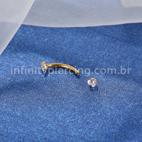 Piercing Microbell Curvo Aço Cirúrgico Zircônia Coração