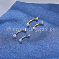 Piercing Microbell Curvo Aço Cirúrgico Zircônia Coração