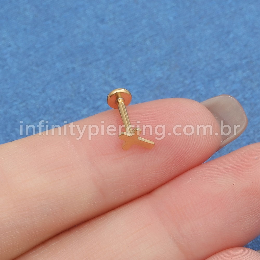 Piercing Labret Aço Cirúrgico Cruz