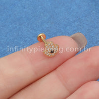 Piercing Labret Titânio Mão de Fátima Zircônia
