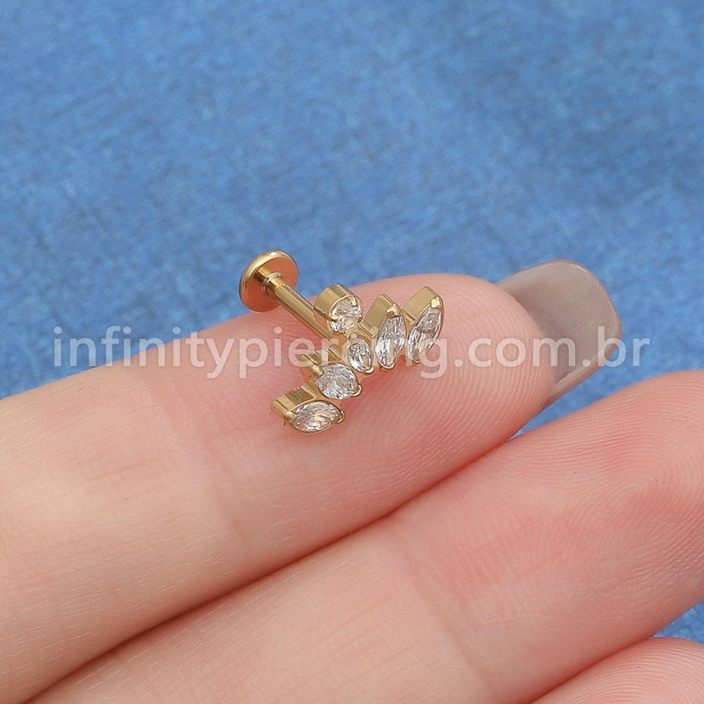 Piercing Labret Titânio 6 Zircônia