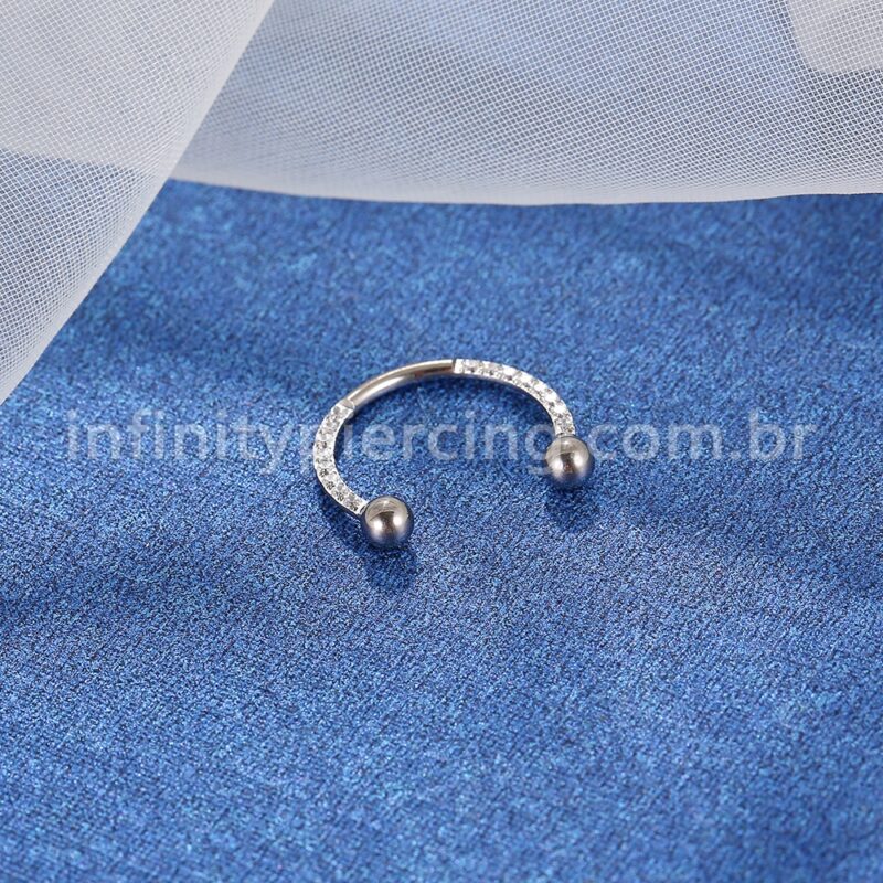 Piercing Ferradura Rosca Interna Zircônia Lateral