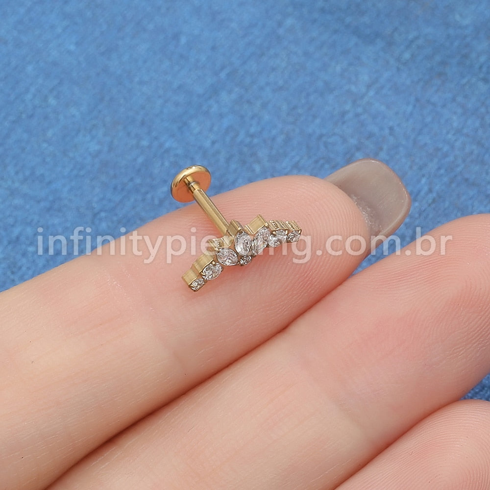 Piercing Labret Titânio Cluster Zircônia