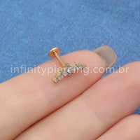 Piercing Labret Titânio Cluster Zircônia
