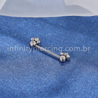 Piercing Barbell Push Pin Titânio 8 Pedras Zircônia