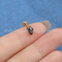 Piercing Labret Titânio Caixão Zircônia Preta