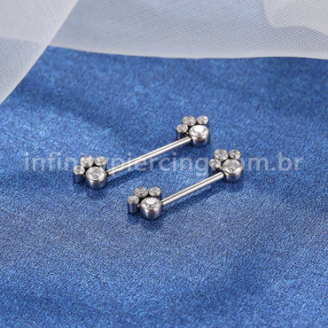 Piercing Barbell Push Pin Titânio 8 Pedras Zircônia
