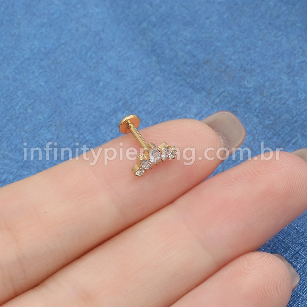 Piercing Labret Titânio Cluster Zircônia