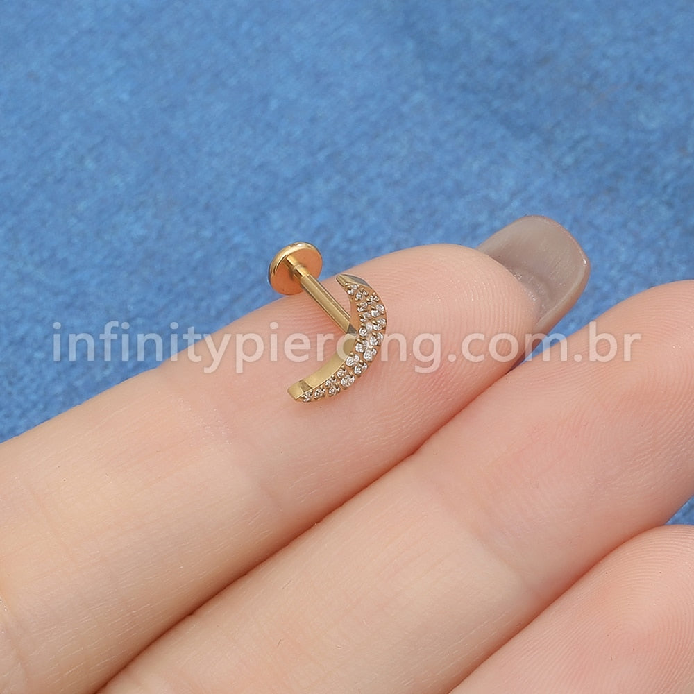 Piercing Labret Titânio Lua Zircônia