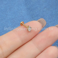 Piercing Labret Titânio Losango 2 Zircônias
