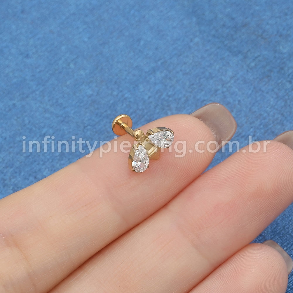 Piercing Labret Titânio Abelha Zircônia