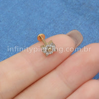 Piercing Labret Titânio Flor Zircônia