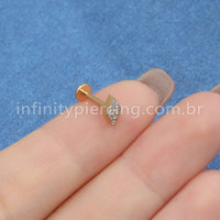 Piercing Labret Titânio Losango Zircônias