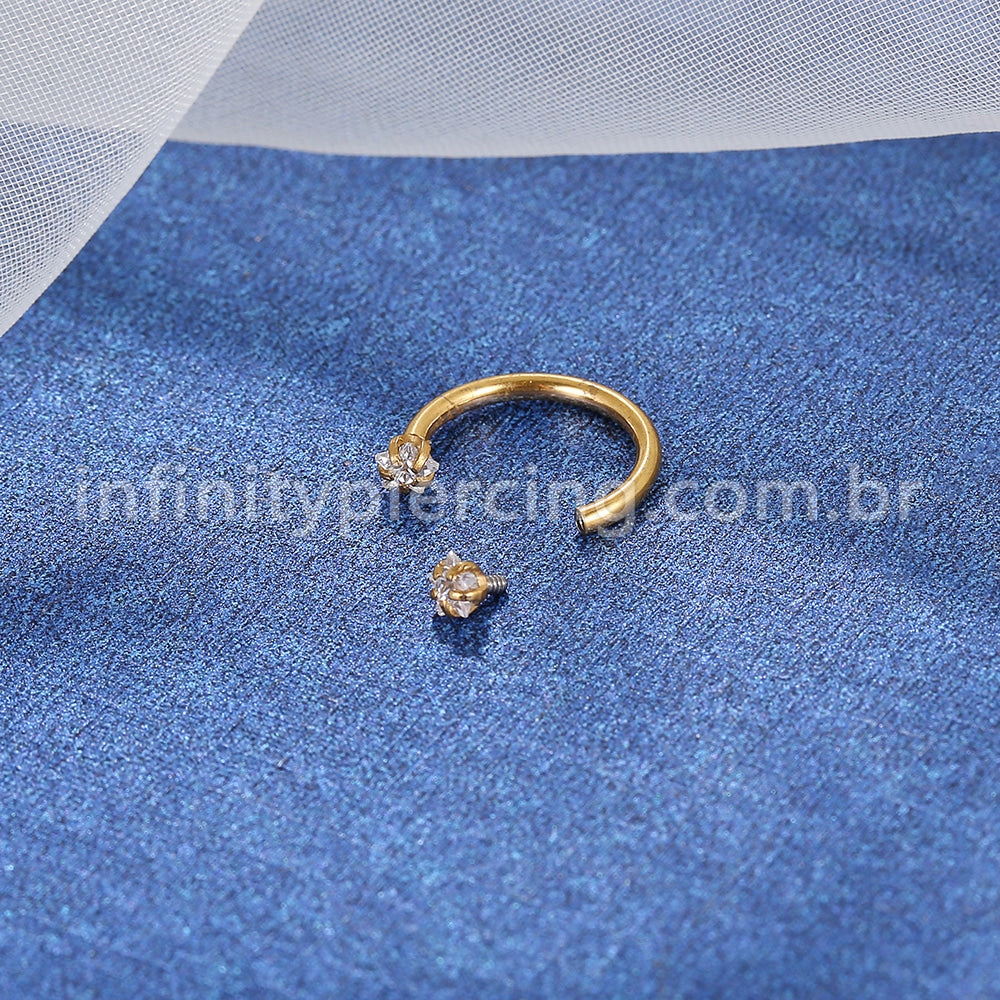 Piercing Ferradura Aço Cirúrgico Zircônia Estrela