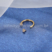 Piercing Ferradura Aço Cirúrgico Zircônia Estrela