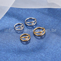 Piercing Argola Segmentada Aço Cirurgico Zircônia