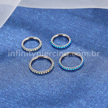 Piercing Argola Segmento Articulado Titânio Opala