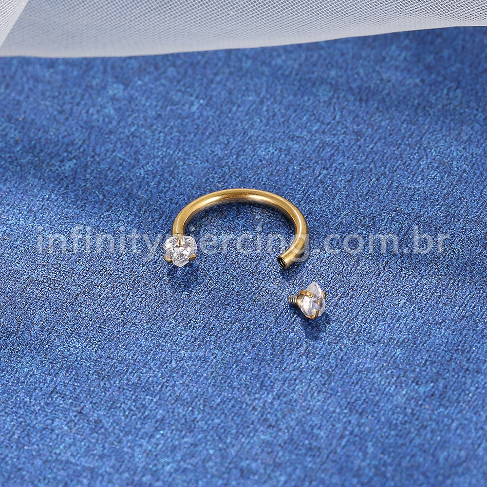Piercing Ferradura Aço Cirúrgico Zircônia Coração