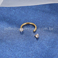 Piercing Ferradura Aço Cirúrgico Zircônia Coração