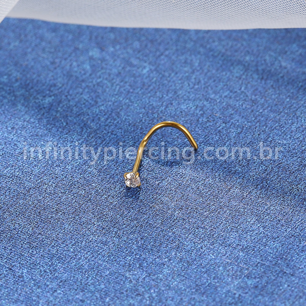 Piercing Nostril Aço Cirúrgico Zircônia Cravejada Redonda