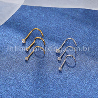 Piercing Nostril Aço Cirúrgico Zircônia Cravejada Redonda