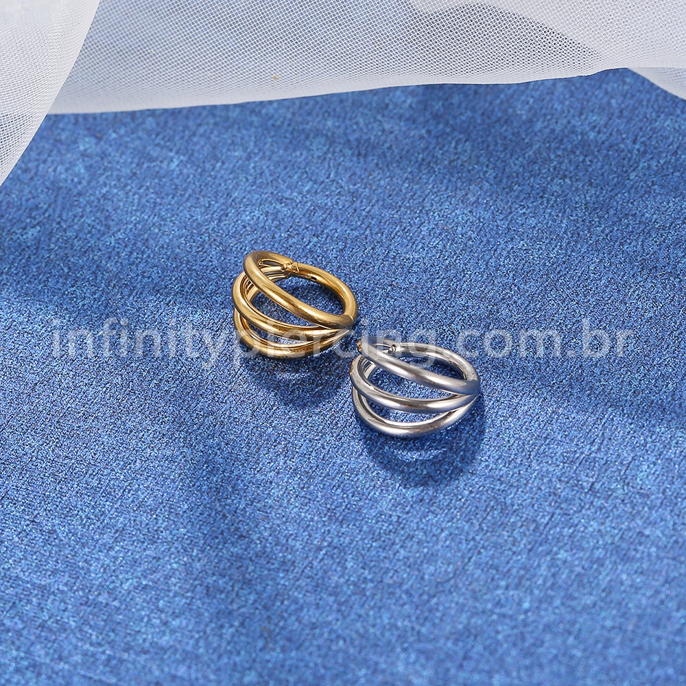 Piercing Argola Tripla Segmento Articulado Aço Cirurgico
