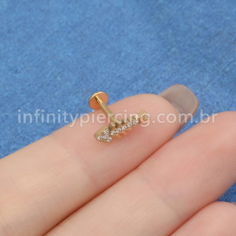 Piercing Labret Titânio Espinha Peixe Zircônia